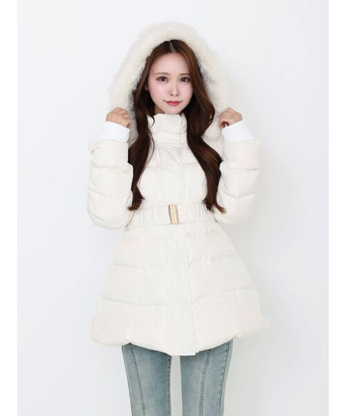フェイクファーフードレディダウンコート（ダウンジャケット/コート