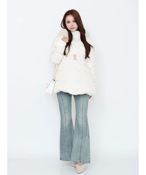 フェイクファーフードレディダウンコート（ダウンジャケット/コート