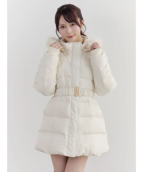 フェイクファーフードレディダウンコート（ダウンジャケット/コート
