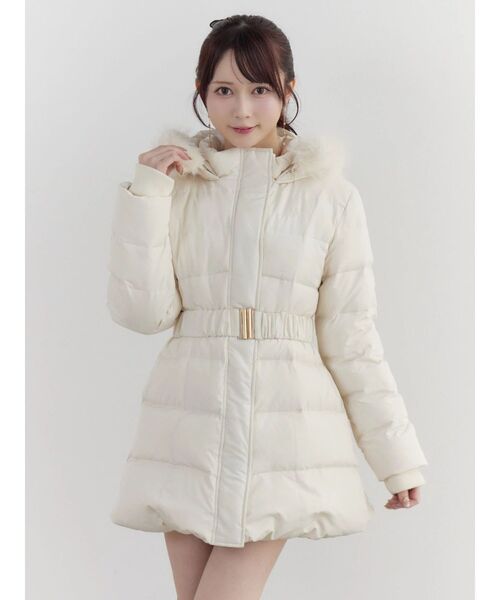 EATME（イートミー）の「フェイクファーフードレディダウンコート（ダウンジャケット/コート・レディース・ブラック/オフホワイト・FREE）」の9枚目の写真