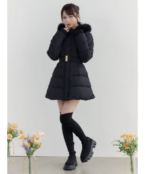 EATME（イートミー）の「フェイクファーフードレディダウンコート（ダウンジャケット/コート・レディース・ブラック/オフホワイト・FREE）」の14枚目の写真