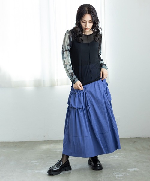 OSMOSIS(オズモーシス)の「メロー切替長袖Tシャツ(Tシャツ/カットソー・レディース・その他/ライトグレー/ブラック・ONE SIZE)」の8枚目の写真