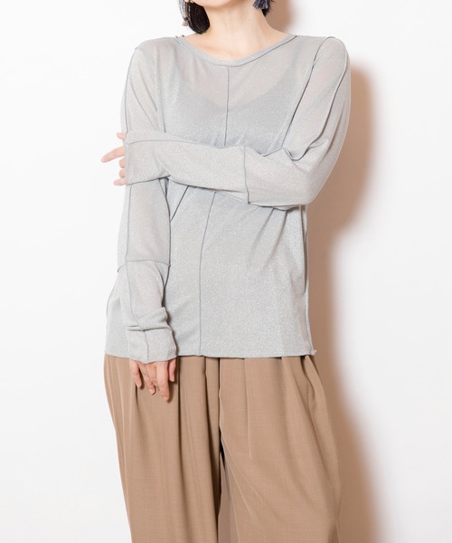 OSMOSIS(オズモーシス)の「メロー切替長袖Tシャツ(Tシャツ/カットソー・レディース・その他/ライトグレー/ブラック・ONE SIZE)」の18枚目の写真