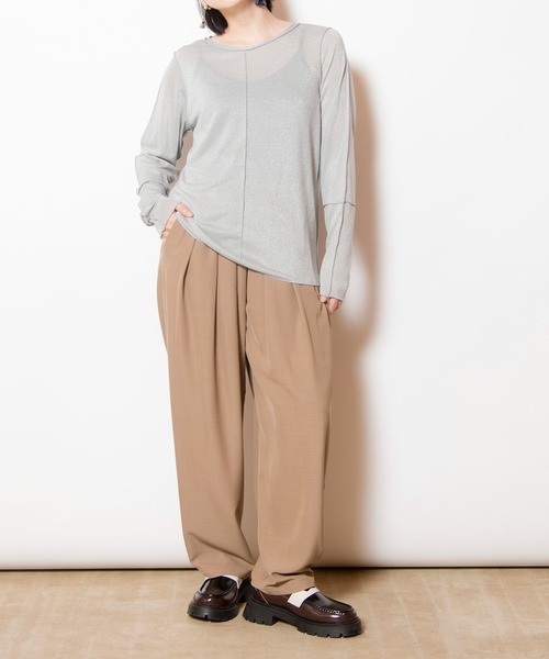 OSMOSIS(オズモーシス)の「メロー切替長袖Tシャツ(Tシャツ/カットソー・レディース・その他/ライトグレー/ブラック・ONE SIZE)」の19枚目の写真