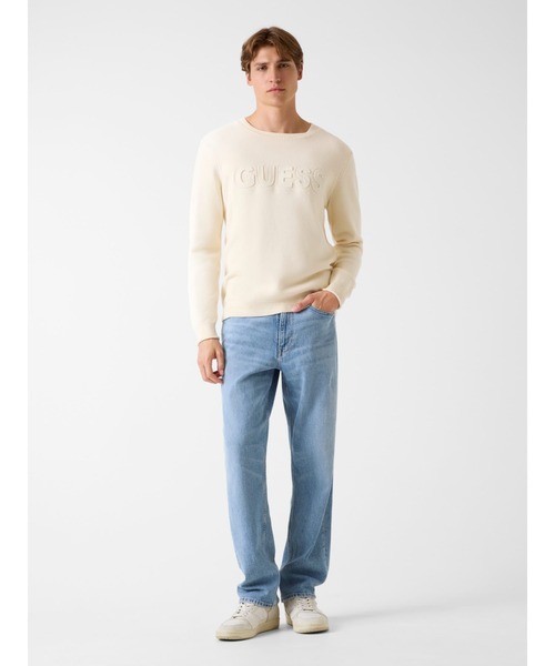 Guess（ゲス）の「Long Sleeves Crew Neck 3D GUESS Logo Sweater ニット （ニット/セーター・メンズ・オフホワイト/ブラック・X-LARGE/LARGE/MEDIUM/SMALL）」の11枚目の写真