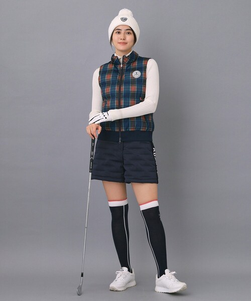 adabat(アダバット)の「【ADABAT NAVY】タータンチェック中綿ベスト(その他アウター・レディース・ネイビー系1・42/40/38)」の2枚目の写真