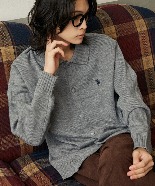U.S. POLO ASSN.（ユーエスポロアッスン）の「U.S. POLO ASSN./ユーエスポロアッスン 別注 POLO KNIT CARDIGAN/ポロニットカーディガン(限定展開)（カーディガン/ボレロ・メンズ・ネイビー/ブラック/チャコールグレー/グレー・LARGE/MEDIUM/SMALL）」の4枚目の写真