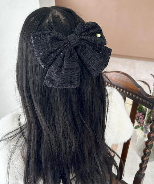 INGNI（イング）の「ツイードリボンバレッタ／A（その他ヘアアクセサリー・レディース・アイボリー/ブラック・ONE SIZE）」の2枚目の写真