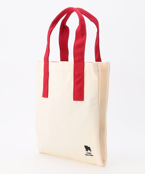 J.PRESS YORK STREET（ジェイプレスヨークストリート）の「【UNISEX】マルチカラーキャンバス トートバック（トートバッグ・メンズ・アイボリー系/アイボリー系1/オレンジ系・F）」の5枚目の写真