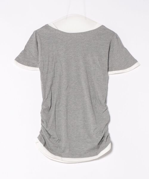 MARAI(マーライ)の「フレアー袖 シャーリング半袖カットソー(Tシャツ/カットソー・レディース・ブラック×グレー/ネイビー×ホワイト/グレー×ホワイト/ホワイト×ブルー/ホワイト×グレー・3L/4L/L/LL/M)」の6枚目の写真