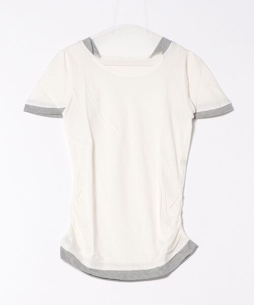 MARAI(マーライ)の「フレアー袖 シャーリング半袖カットソー(Tシャツ/カットソー・レディース・ブラック×グレー/ネイビー×ホワイト/グレー×ホワイト/ホワイト×ブルー/ホワイト×グレー・3L/4L/L/LL/M)」の14枚目の写真