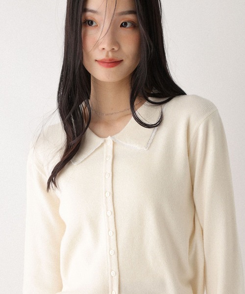 Heather(ヘザー)の「レースポロニットカーディガン 599204(カーディガン/ボレロ・レディース・ネイビー/グレー/アイボリー・FREE)」の10枚目の写真