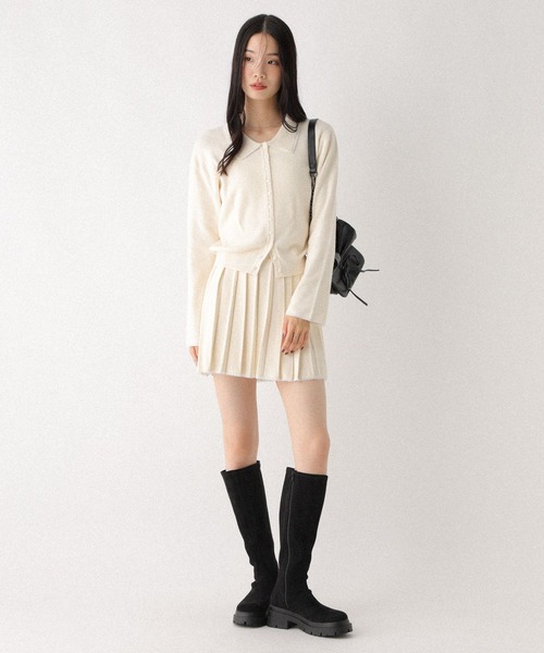 Heather(ヘザー)の「レースポロニットカーディガン 599204(カーディガン/ボレロ・レディース・ネイビー/グレー/アイボリー・FREE)」の13枚目の写真