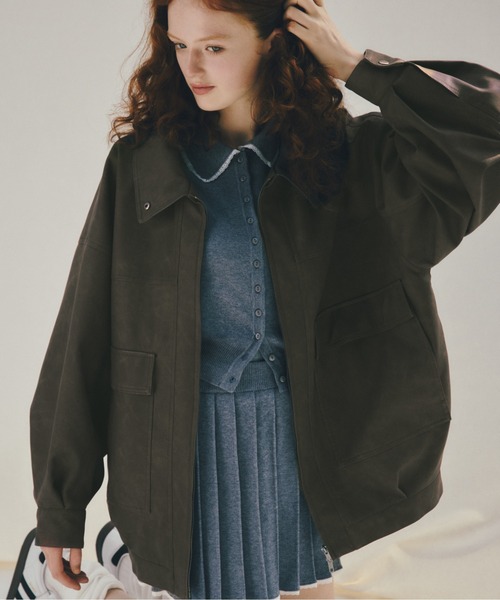 Heather(ヘザー)の「レースポロニットカーディガン 599204(カーディガン/ボレロ・レディース・ネイビー/グレー/アイボリー・FREE)」の4枚目の写真