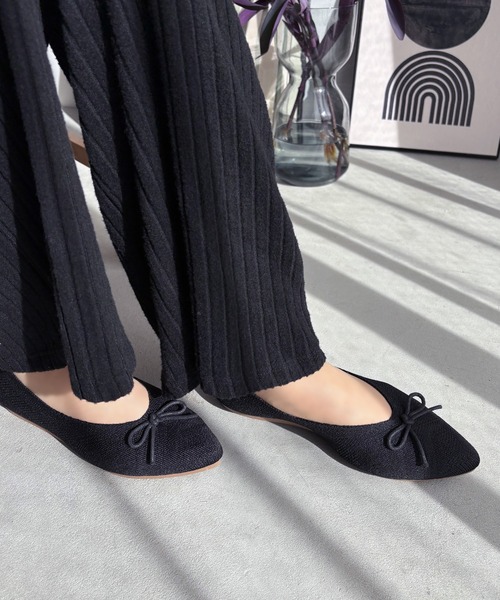 LUGG NAGG(ラグナグ)の「【addottona】【柔らかフィット】シーズンレスニットカッターパンプス【軽量】(バレエシューズ・レディース・ブラック/ピンク/アイボリー/グリーン・S/XL/LL/L/M)」の1枚目の写真