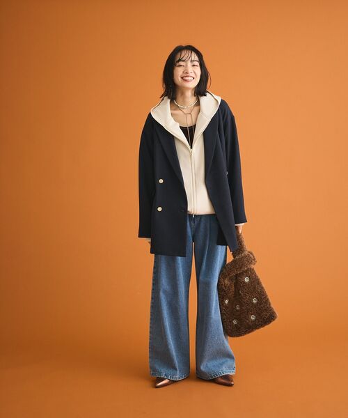 Green　Parks（グリーンパークス）の「Wオーバージャケット（テーラードジャケット・レディース・ネイビー・FREE）」の3枚目の写真