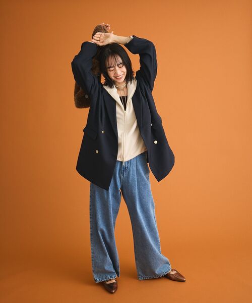 Green　Parks（グリーンパークス）の「Wオーバージャケット（テーラードジャケット・レディース・ネイビー・FREE）」の5枚目の写真