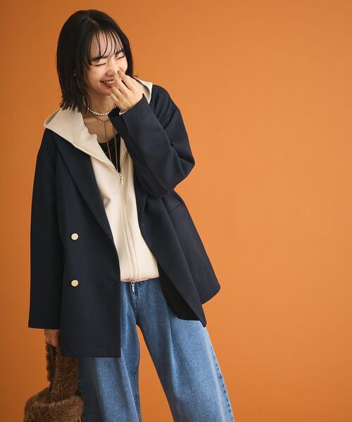 Green　Parks（グリーンパークス）の「Wオーバージャケット（テーラードジャケット・レディース・ネイビー・FREE）」の8枚目の写真