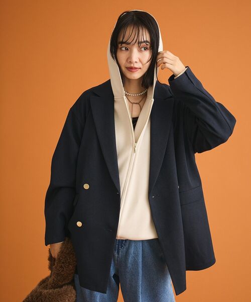 Green　Parks（グリーンパークス）の「Wオーバージャケット（テーラードジャケット・レディース・ネイビー・FREE）」の9枚目の写真