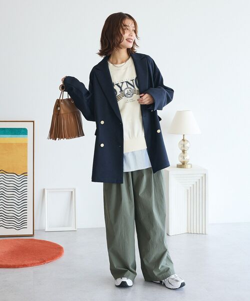 Green　Parks（グリーンパークス）の「Wオーバージャケット（テーラードジャケット・レディース・ネイビー・FREE）」の10枚目の写真