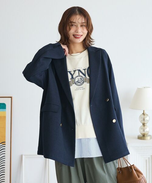 Green　Parks（グリーンパークス）の「Wオーバージャケット（テーラードジャケット・レディース・ネイビー・FREE）」の13枚目の写真