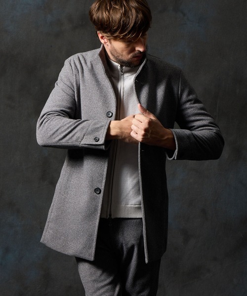 ハイダウェイニコル　コート　ミドル丈　ウール ダブルフェイス ミドル丈スタンドコート（その他アウター）｜HIDEAWAYS