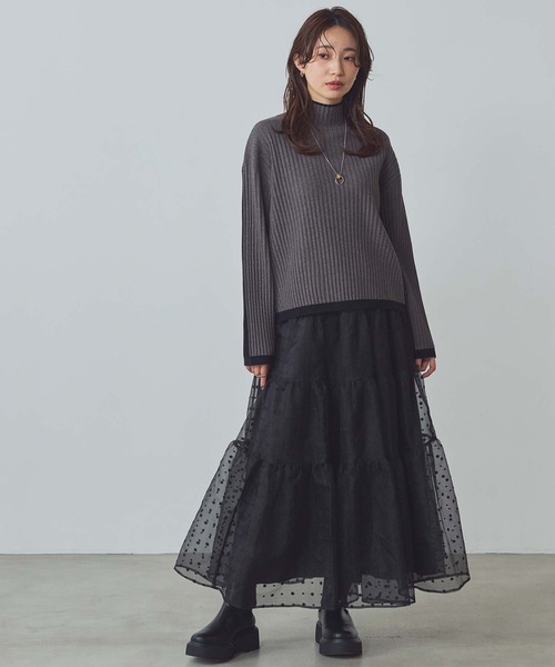 セール】スタンリブバイカラーハイネックニット（ニット/セーター