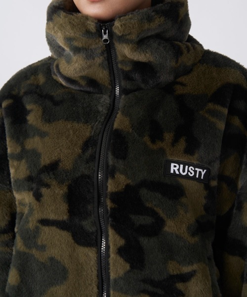 RUSTY（ラスティ）の「【RUSTY/ラスティー】レディースアニマル柄(ヒョウ柄・ゼブラ柄)ドローコード付きモコモコボアジャケット・ブルゾン（ブルゾン・レディース・カモフラージュ/ゼブラ/レオパード・SMALL/MEDIUM/LARGE）」の9枚目の写真