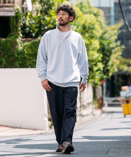 FREAK'S STORE(フリークスストア)の「HEAVY WEIGHT HALF ZIP SWT 13oz/ヘビーウェイト ハーフジップ スウェット/13オンス/リラックスフィット(スウェット・メンズ・グレー/ライトグレー/ブラック/オリーブ・SMALL/LARGE/MEDIUM)」の9枚目の写真