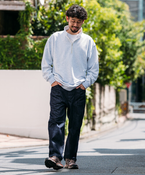 FREAK'S STORE(フリークスストア)の「HEAVY WEIGHT HALF ZIP SWT 13oz/ヘビーウェイト ハーフジップ スウェット/13オンス/リラックスフィット(スウェット・メンズ・グレー/ライトグレー/ブラック/オリーブ・SMALL/LARGE/MEDIUM)」の10枚目の写真