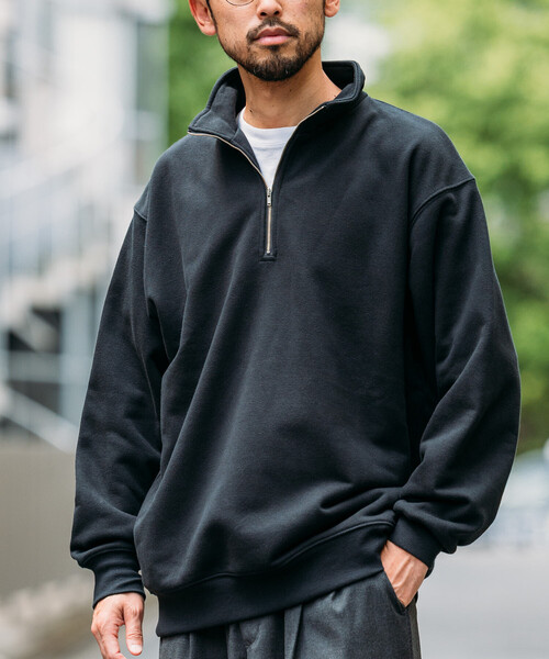FREAK'S STORE(フリークスストア)の「HEAVY WEIGHT HALF ZIP SWT 13oz/ヘビーウェイト ハーフジップ スウェット/13オンス/リラックスフィット(スウェット・メンズ・グレー/ライトグレー/ブラック/オリーブ・SMALL/LARGE/MEDIUM)」の11枚目の写真