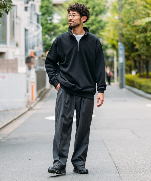 FREAK'S STORE(フリークスストア)の「HEAVY WEIGHT HALF ZIP SWT 13oz/ヘビーウェイト ハーフジップ スウェット/13オンス/リラックスフィット(スウェット・メンズ・グレー/ライトグレー/ブラック/オリーブ・SMALL/LARGE/MEDIUM)」の14枚目の写真