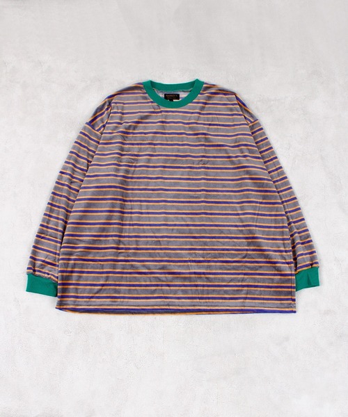MARKEY'S（マーキーズ）の「先染めボーダーベロアカットソー/おとな（Tシャツ/カットソー・レディース・グレー系その他/ホワイト系その他/ブルー系その他・160cm）」の3枚目の写真