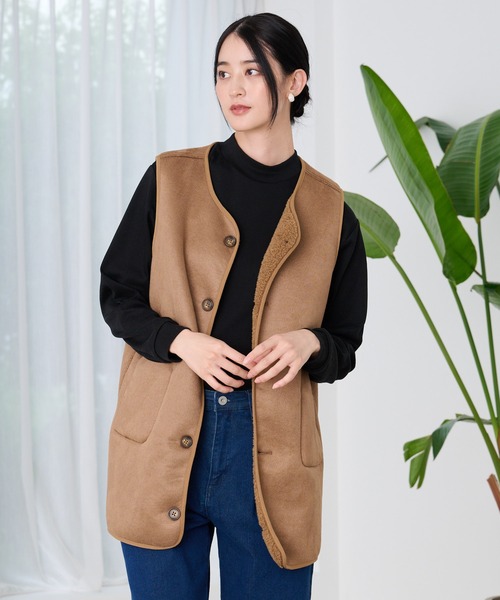 Arnold Palmer（アーノルドパーマー）の「リバーシブル ボアベスト（ベスト・レディース・アイボリー/ブラック/ライトブラウン・S/M/L）」の8枚目の写真