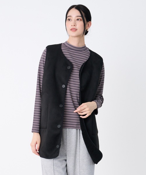 Arnold Palmer（アーノルドパーマー）の「リバーシブル ボアベスト（ベスト・レディース・アイボリー/ブラック/ライトブラウン・S/M/L）」の6枚目の写真