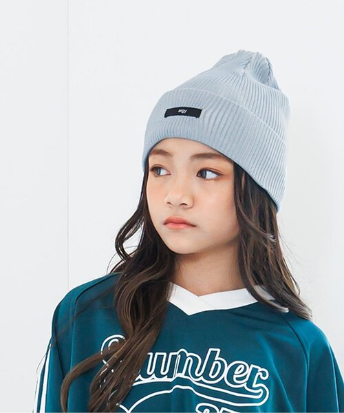 algy（アルジー）の「ピグメントライクニット帽（ニットキャップ/ビーニー・キッズ・ブラック/サックスブルー・FREE）」の2枚目の写真