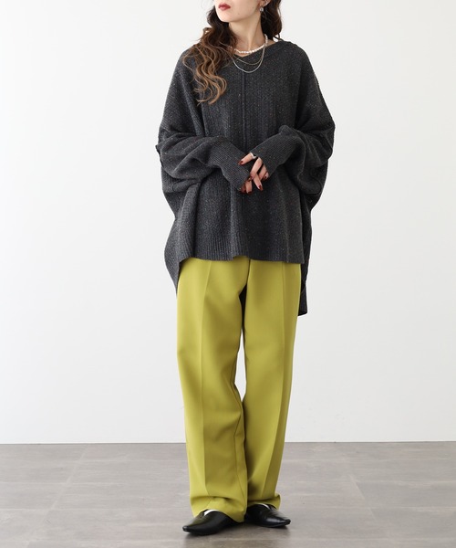 myke(ミーカ)の「myke カラーネップ Vネックドルマンニットプルオーバー(ニット/セーター・レディース・オレンジ/チャコール/ターコイズブルー・M)」の19枚目の写真