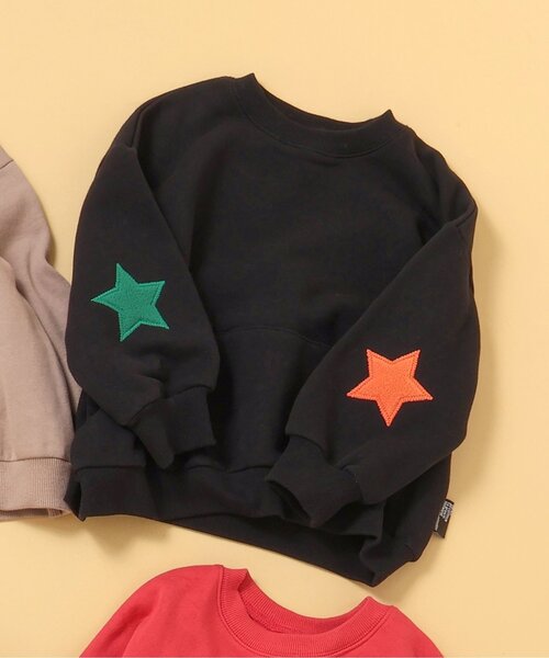 BREEZE(ブリーズ)の「【裏起毛】あったかイロイロパッチトレーナー(スウェット・キッズ・レッド/ブラック/レインボー/ブラウン・100/90/80/140/130/120/110)」の2枚目の写真