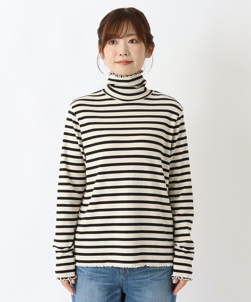 one'sterrace(ワンズテラス)の「リブタートルネック メロープルオーバー(Tシャツ/カットソー・レディース・ブラック系8/アイボリー系8・02)」の3枚目の写真