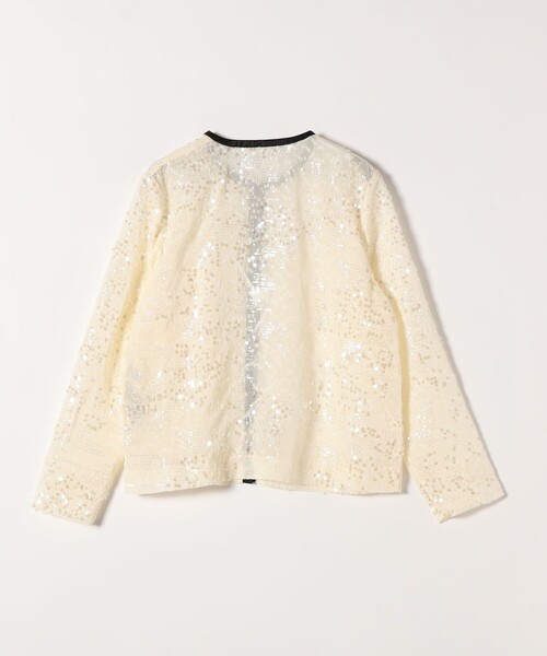 セール】SHIPS any: スパンコール ジャカード バイカラー クルーネック