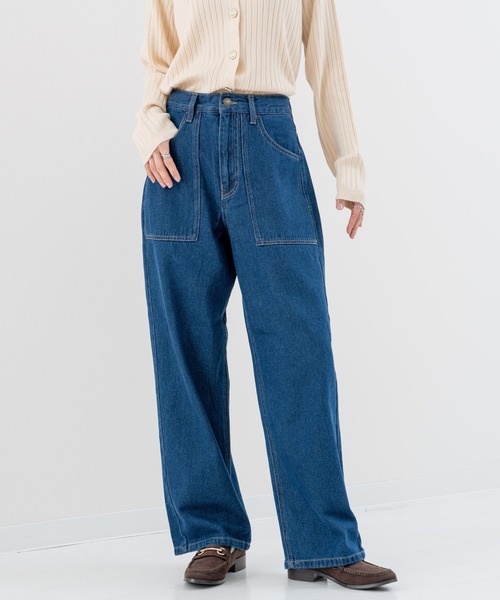 refinedworks（リファインドワークス）の「【refinedworks】美脚見え ストレートデニムパンツ！（その他パンツ・レディース・ブラック/ネイビー・FREE）」の2枚目の写真