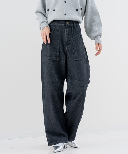 refinedworks（リファインドワークス）の「【refinedworks】美脚見え ストレートデニムパンツ！（その他パンツ・レディース・ブラック/ネイビー・FREE）」の4枚目の写真