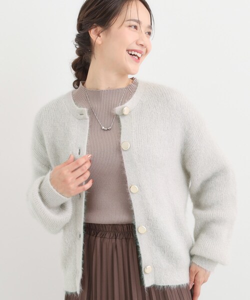 DRESKIP(ドレスキップ)の「【S-LL】ふわふわシャギー 大人レディなカーディガン(カーディガン/ボレロ・レディース・チャコールグレー/ナチュラル/ブラウン系/イエロー/ピンク系/ブルー・01/02/03/04)」の4枚目の写真