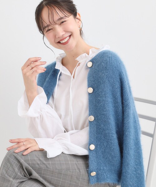 DRESKIP(ドレスキップ)の「【S-LL】ふわふわシャギー 大人レディなカーディガン(カーディガン/ボレロ・レディース・チャコールグレー/ナチュラル/ブラウン系/イエロー/ピンク系/ブルー・01/02/03/04)」の5枚目の写真