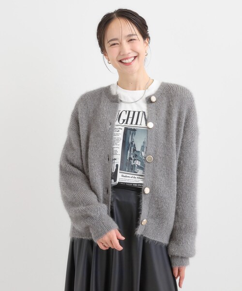 DRESKIP(ドレスキップ)の「【S-LL】ふわふわシャギー 大人レディなカーディガン(カーディガン/ボレロ・レディース・チャコールグレー/ナチュラル/ブラウン系/イエロー/ピンク系/ブルー・01/02/03/04)」の7枚目の写真