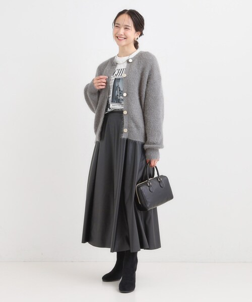 DRESKIP(ドレスキップ)の「【S-LL】ふわふわシャギー 大人レディなカーディガン(カーディガン/ボレロ・レディース・チャコールグレー/ナチュラル/ブラウン系/イエロー/ピンク系/ブルー・01/02/03/04)」の9枚目の写真