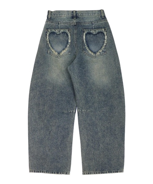 ANAP（アナップ）の「ハート フリンジ パッチポケット バレルレッグ デニム パンツ（デニムパンツ・レディース・ブラック/ブルー・S/M）」の9枚目の写真