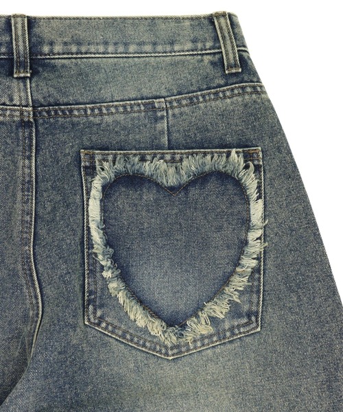 ANAP（アナップ）の「ハート フリンジ パッチポケット バレルレッグ デニム パンツ（デニムパンツ・レディース・ブラック/ブルー・S/M）」の6枚目の写真