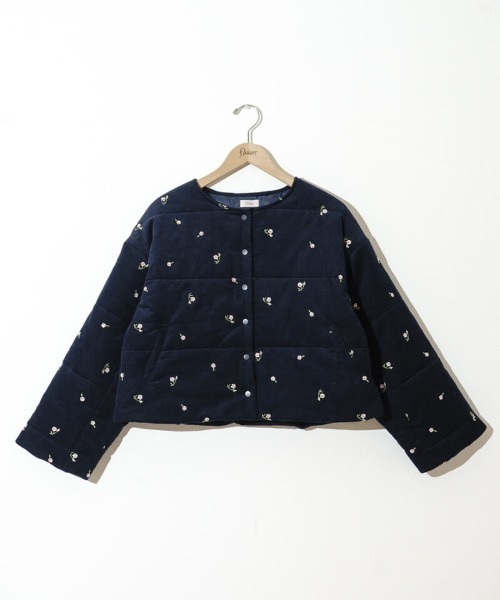 flower（フラワー）の「フォーリングフラワーコート（ノーカラーコート・レディース・ネイビー/アイボリー・FREE）」の22枚目の写真