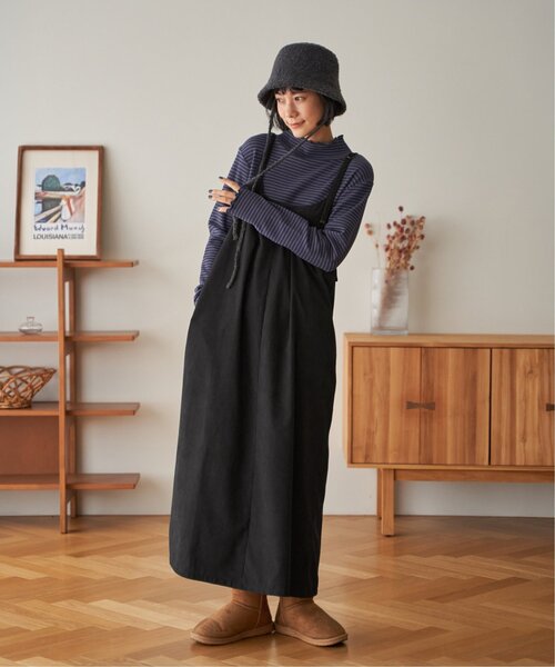 LBC（エルビーシー）の「ピーチツイル2WAYジャンスカ（ジャンパースカート・レディース・グレイッシュベージュ/ブラック・M）」の21枚目の写真